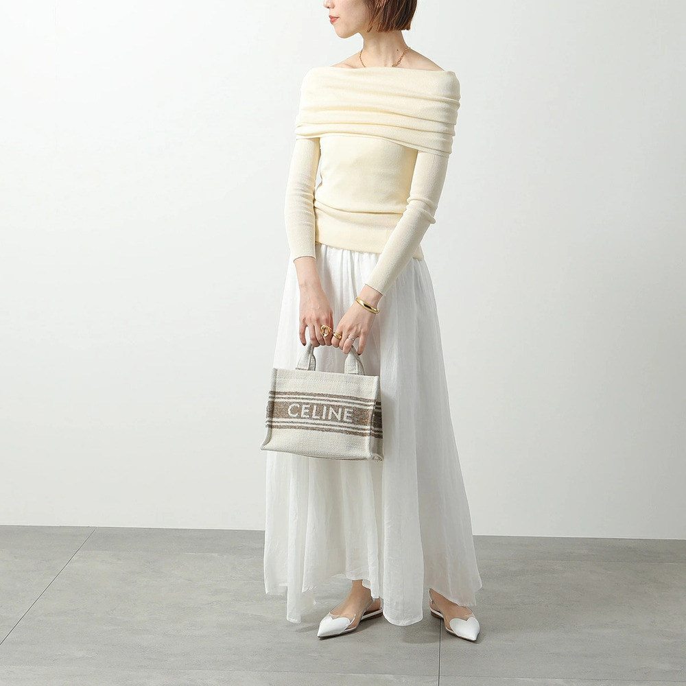 Celine Cabas Tote Bag Shoulder Stripe Tobacco Tan